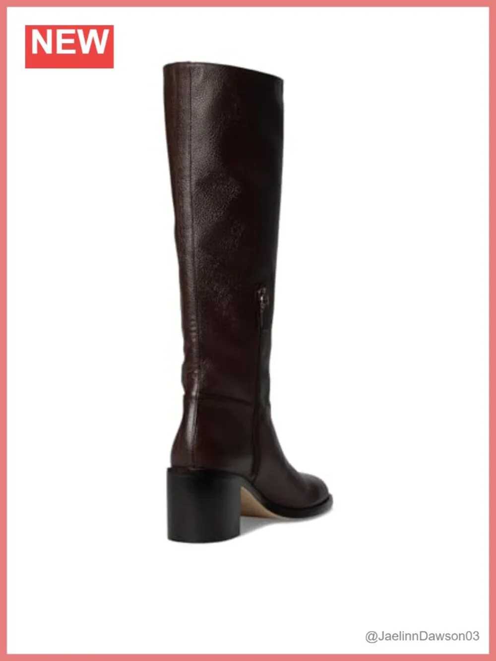 Knee-High Leather Boots Block Heel Pull-On Rounded Square Toe All-Season